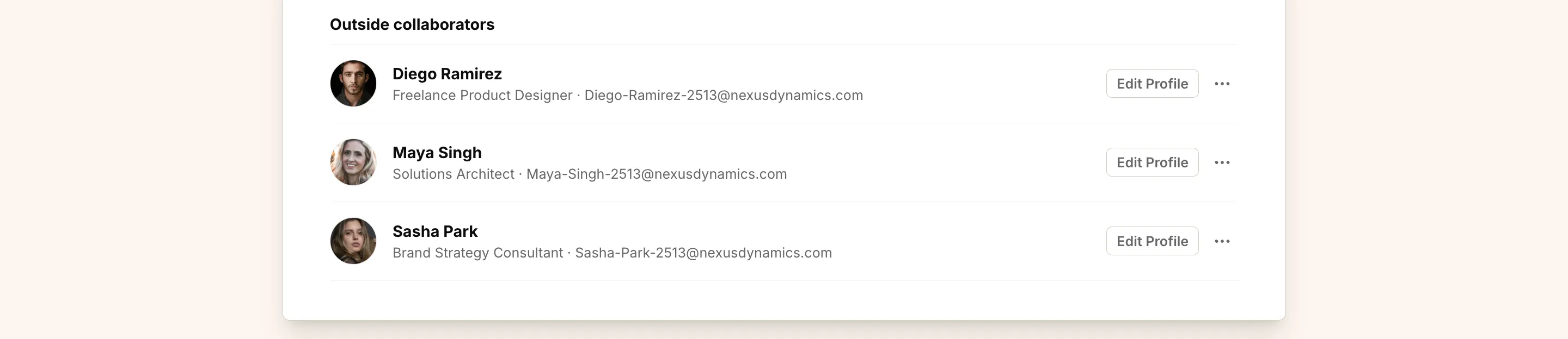 Outside collaborators section