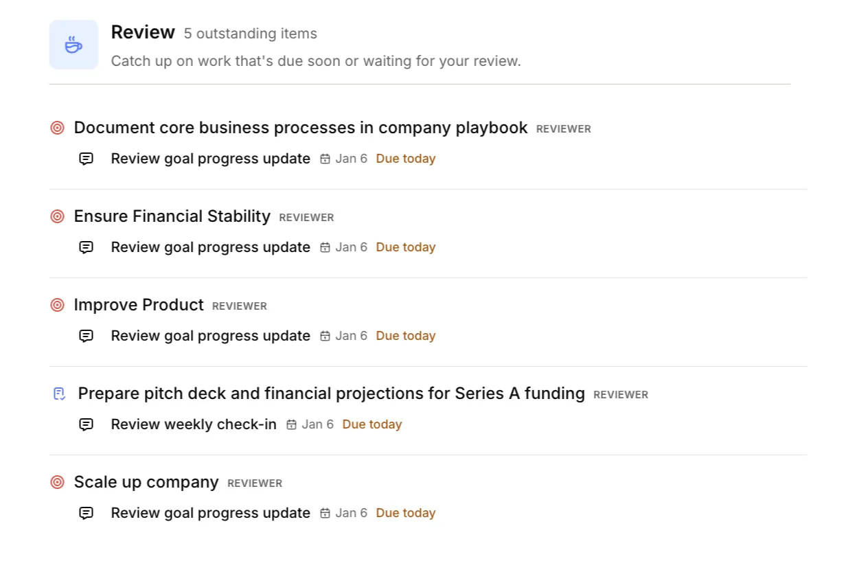 Screenshot: Review screen with pending actions